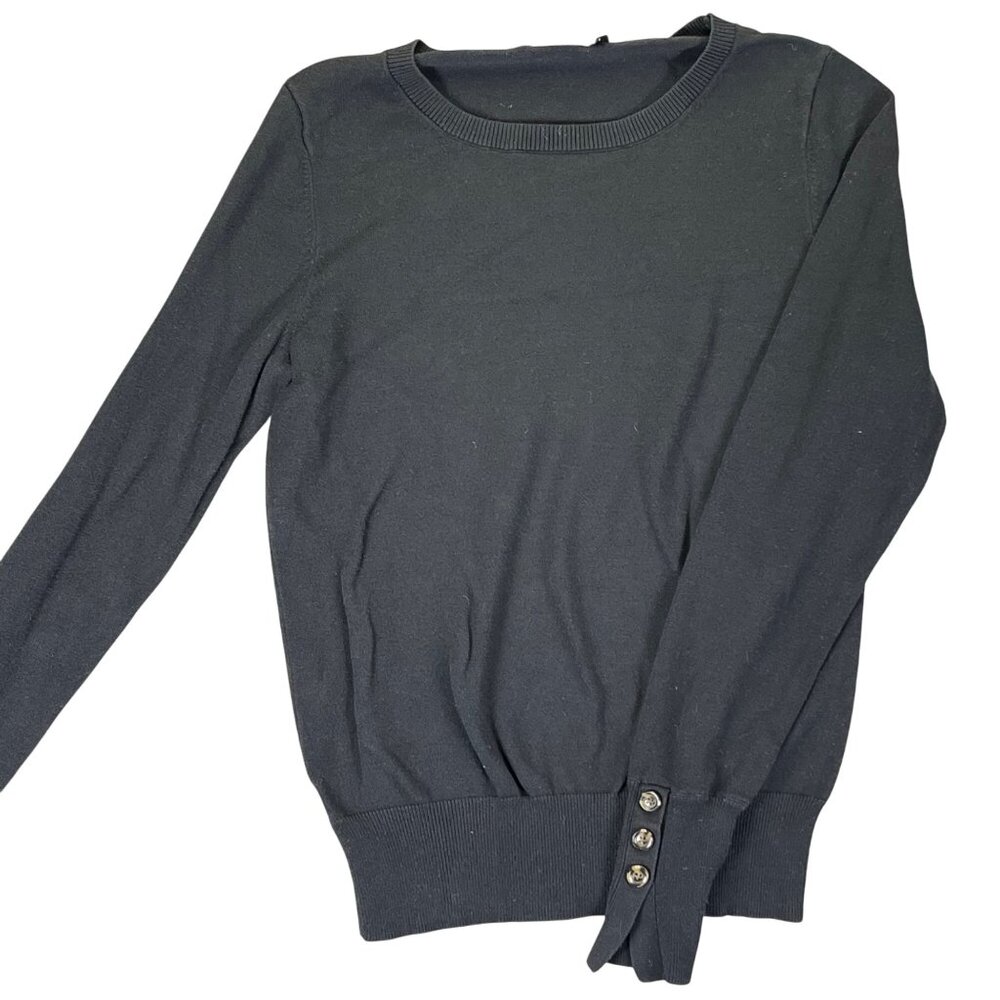 Ann Taylor Womens XS Black Button Cuff Sweater